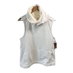 Nobull Women's Sleeveless Cowl Neck Fleece White Pullover Vest NWT Sz Large